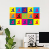 Surfende Pop Art Poster (Thuiskantoor)