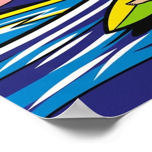 Surfende Pop Art Poster (Hoek)