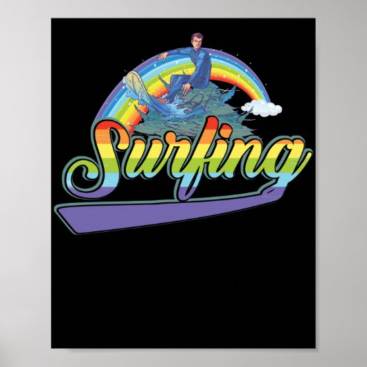 Surfende regenboogstaart zomer poster (Voorkant)