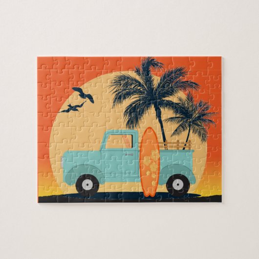 Surfende Retro Jigzaag Puzzle Legpuzzel (Horizontaal)