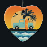 Surfende Retro-keramisch Ornament<br><div class="desc">Surfende Retro-keramisch Ornament</div>