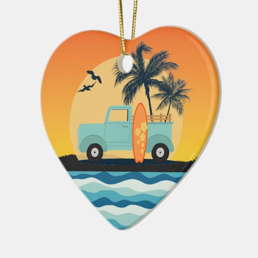 Surfende Retro-keramisch Ornament (Links)