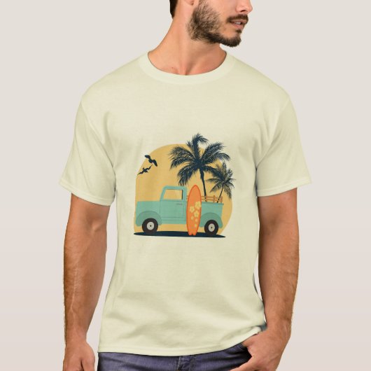 Surfende retro T-Shirt (Voorkant)
