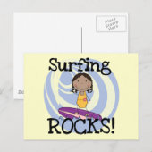 Surfende Rocks African American Girl Tshirts Briefkaart (Voorkant / Achterkant)