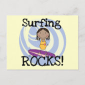Surfende Rocks African American Girl Tshirts Briefkaart (Voorkant)