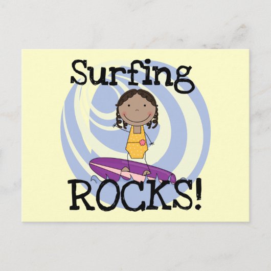 Surfende Rocks African American Girl Tshirts Briefkaart (Voorkant)