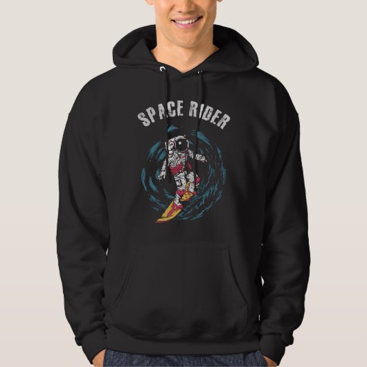 Surfende Ruimtevaarder Ruimte Ruiter Surfer Hoodie (Voorkant)