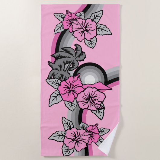 Surfende Safari  Hawaiian Surfboard Roze Strandlaken (Voorkant)