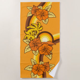 Surfende Safari Hawaiian Surfboard Sinaasappel Strandlaken
