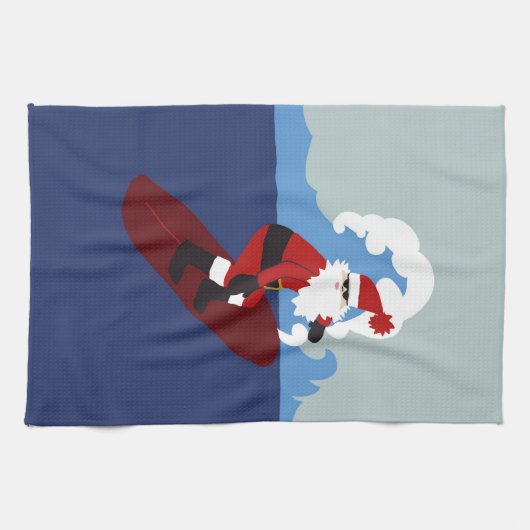 Surfende Santa Kitchen Towel Theedoek (Horizontaal)