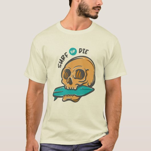 Surfende schedel t-shirt (Voorkant)