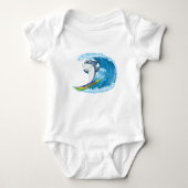 Surfende Shark Baby Bodysuit (Voorkant)