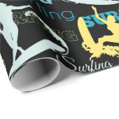 Surfende Silhouetten  Cadeaupapier (Rol Hoek)