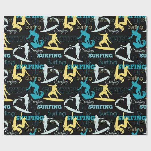 Surfende Silhouettes Cadeaupapier (Vlak)