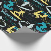 Surfende Silhouettes Cadeaupapier (Hoek)