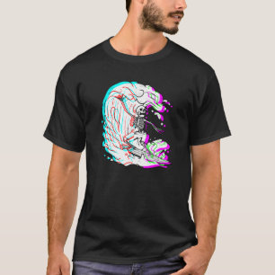 Surfende skelet Funny Beach Surfer Vaporwave Surf T-shirt