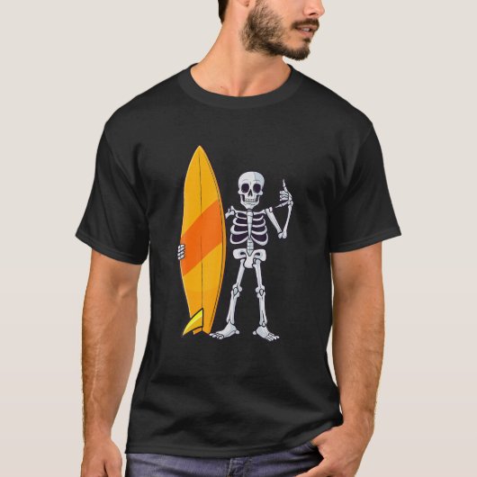 Surfende skeleton Halloween Thleed Surf Lovers T-shirt (Voorkant)