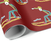 Surfende Stickman Cadeaupapier (Rol Hoek)