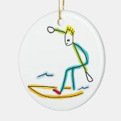 Surfende Stickman Keramisch Ornament (Links)