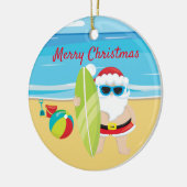 Surfende strand Santa Tropisch Keramisch Ornament (Links)