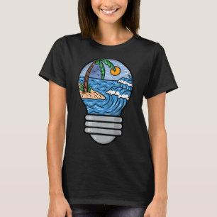 Surfende strand Waves Shining Bulb Matching Vacati T-shirt
