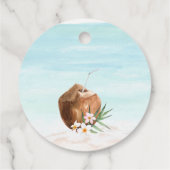 Surfende strandoceaan tropische zomerverjaardag bedankjes labels (Achterkant)