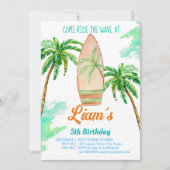 Surfende strandoceaan tropische zomerverjaardag kaart (Voorkant)