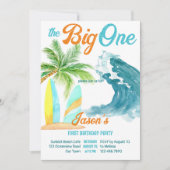 Surfende strandpartij op 1 1 verjaardag kaart (Voorkant)