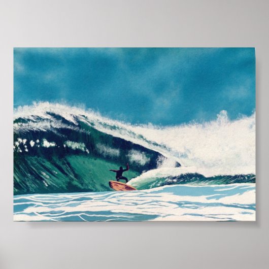 Surfende Surfer Green Zee Wave Baja California Art Poster (Voorkant)