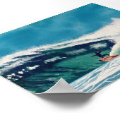 Surfende Surfer Green Zee Wave Baja California Art Poster (Hoek)