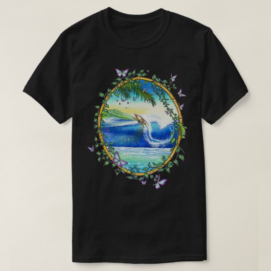 Surfende Surfer  Retro Throwback 70s Surf T-shirt (Design voorkant)
