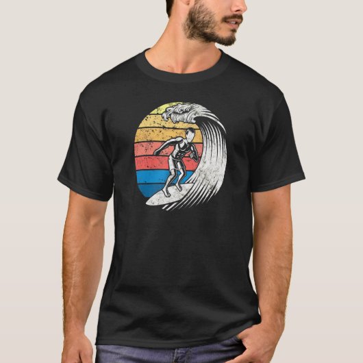 Surfende Surfer Sunset Surfboard Wave T-shirt (Voorkant)