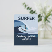 Surfende surferstrand briefkaart (Staand voorkant)