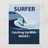 Surfende surferstrand briefkaart (Voorkant)
