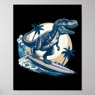 Surfende Tyrannosaurus Rex Surfende Dinosaurus Lie Poster