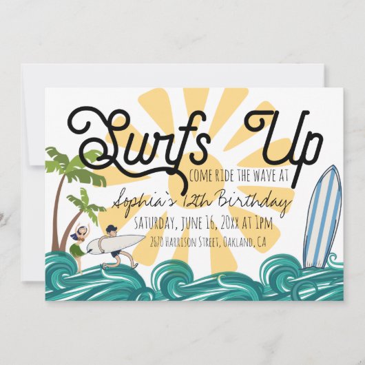 Surfende uitnodiging van Birthday (Voorkant)