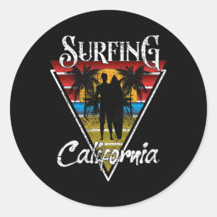 Surfende vader Californië Stranden Surf Cali Beach Ronde Sticker