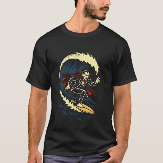 Surfende vampier grappige Dracula Halloween surf T-shirt (Voorkant)