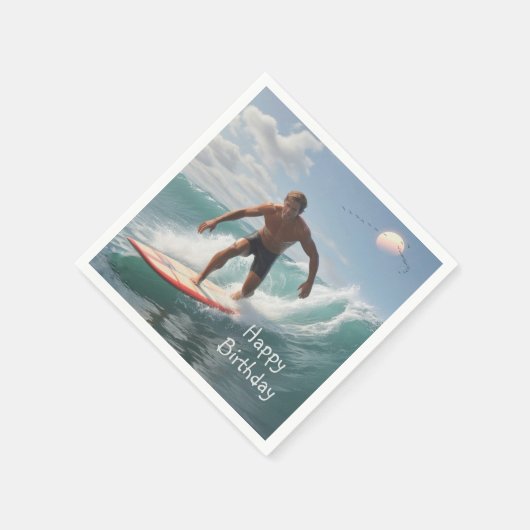 Surfende verjaardag servet (Hoek)