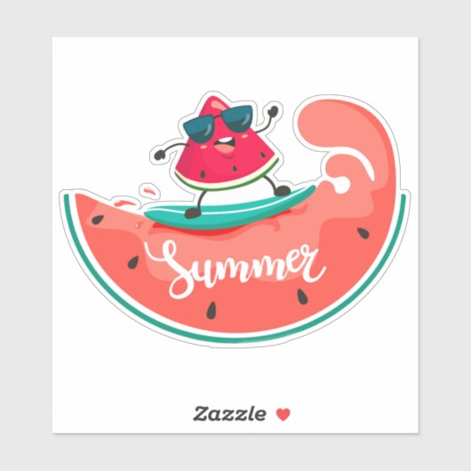 Surfende watermeloen sticker (Vel)