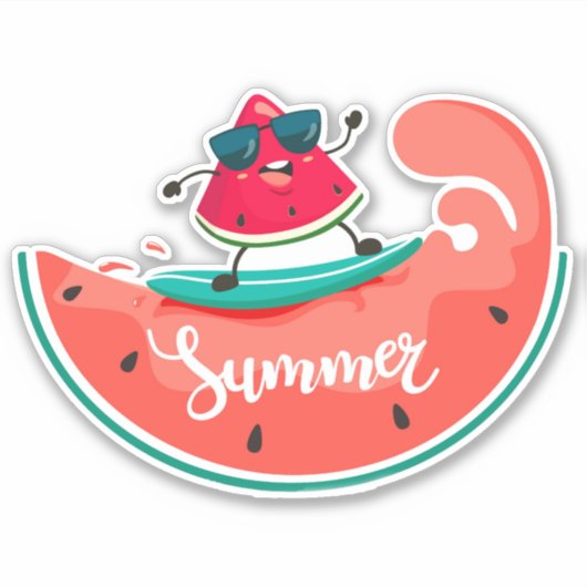 Surfende watermeloen sticker (Voorkant)
