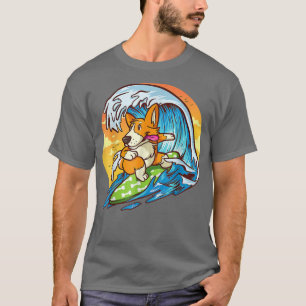 Surfende Welsh Corgi Funny _ Cute Hawaiian Dog Sur T-shirt