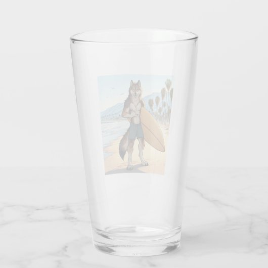 Surfende Wolf Glas (Achterkant)