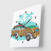 Surfende Woody Station Wagon Vierkante Klok (Hoek)