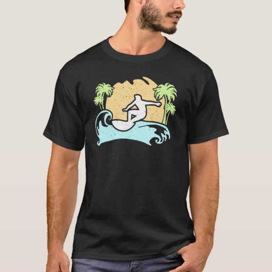 Surfende zonnepalmboom t-shirt (Voorkant)