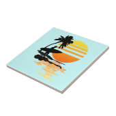 Surfende zonsopgang tegeltje (Zijkant)