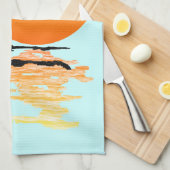 Surfende zonsopgang theedoek (Quarter Fold)