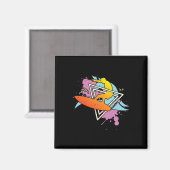 Surfer 80s 90s Vaporwave Surfplank Magneet (Voorkant / Achterkant)