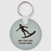 Surfer aan boord, vervormde metaallook, jouw tekst sleutelhanger (Voorkant)