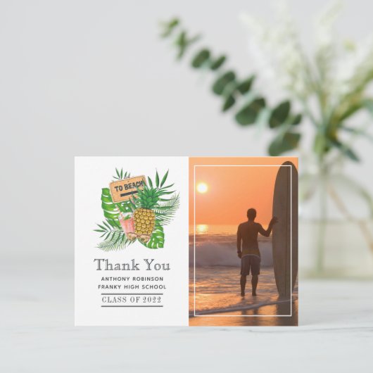 Surfer Adventure Afstuderen Hartelijk dank Briefkaart (Staand voorkant)